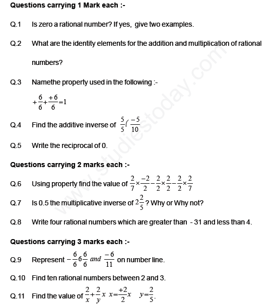 Galaxy Coaching Classes Worksheet Class 8 Ch 1 Rational Numbers Rational Numbers Number